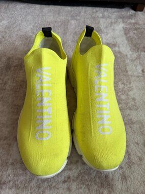 Mario Valentino Men’s Sock Sneakers Neon Yellow Mesh Size 12